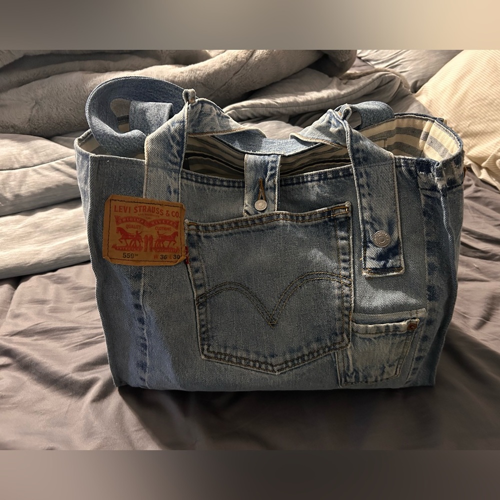 Levi's Blue Denim Tote with Tan Patch